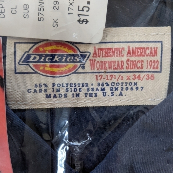 NWT Vintage Dickies Long Sleeve Work Shirt Blue 17/17.5 Scotchgard - Picture 5 of 6